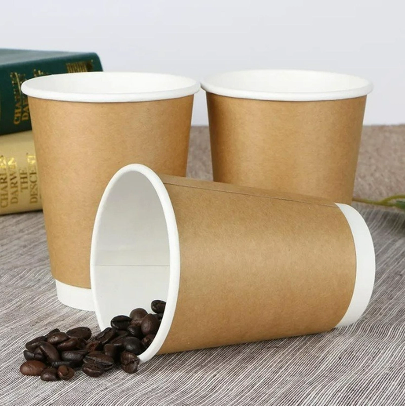 SET 100 VASOS DESECHABLES KRAFT VASO DOBLE PARED C/TAPA 12OZ MARRON CLARO / VASO KRAFT DOBLE PARED 1 - 9