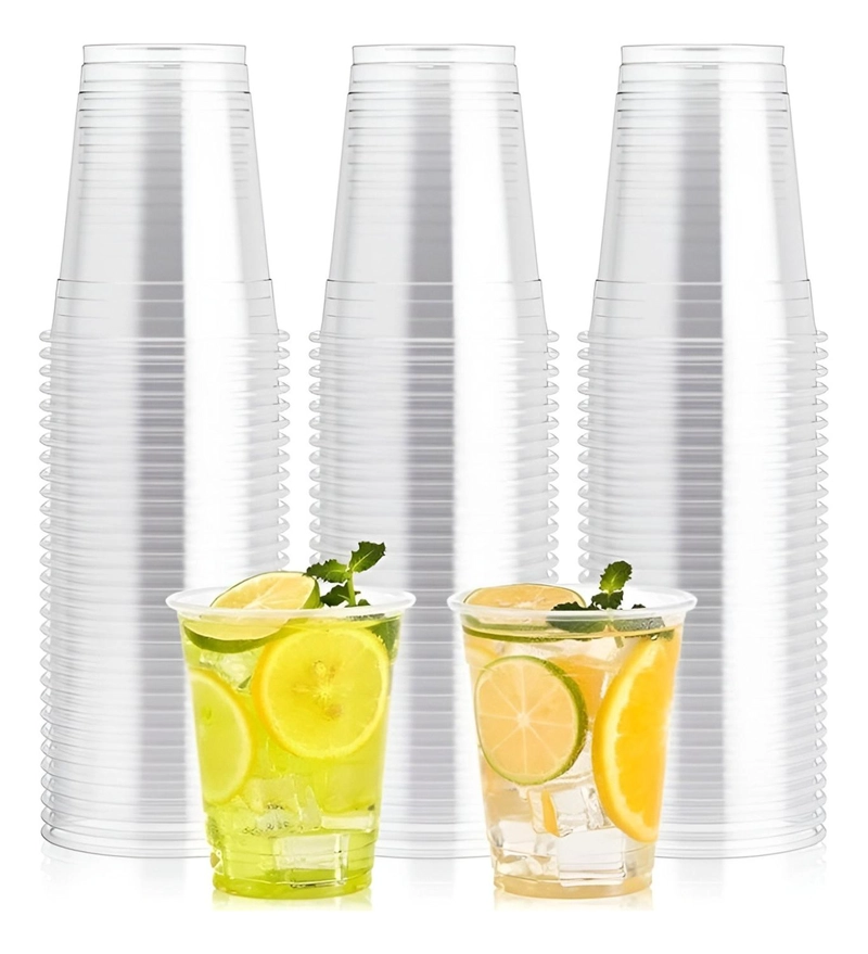 100 VASOS DESECHABLES PLASTICOS VASO PARA BEBIDAS 13OZ 400ML TRASPARENTE - 1