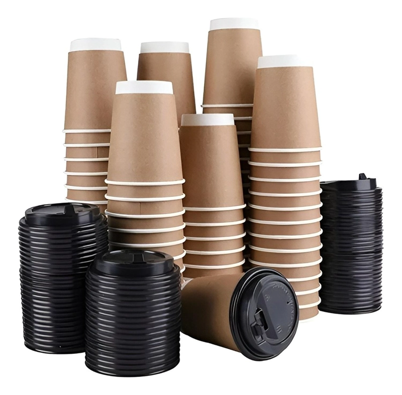 X200 VASOS DESECHABLES VASO KRAFT DOBLE PARED C/TAPA 12OZ MARRON CLARO / VASO KRAFT DOBLE PARED 12OZ - 1