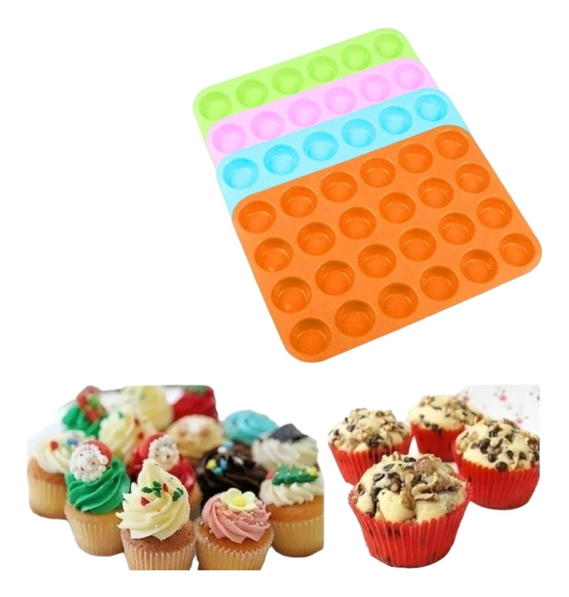 PACK X2 MOLDE CUPCAKES 24 CUPCAKES MOLDE SILICONA REPOSTERIA MULTICOLOR - 1