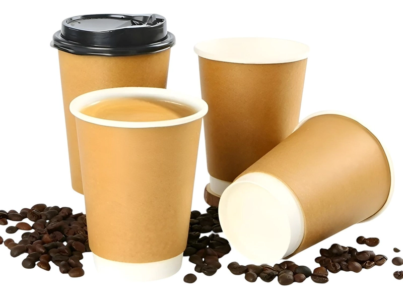 50 VASOS CAFE KRAFT VASO DESECHABLES DOBLE PARED C/TAPA 12OZ MARRON CLARO / VASO KRAFT DOBLE PARED 1 - 1