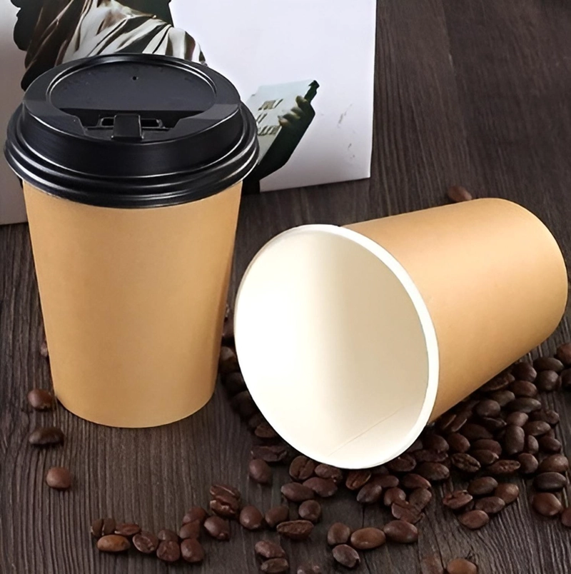 X100 VASOS PARA CAFE VASO POLIPAPEL VASO KRAFT C/TAPA 8OZ MARRON CLARO / VASO DOBLE PARED 8OZ - 2