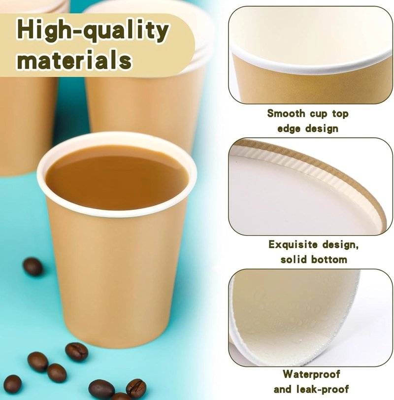 X100 VASOS PARA CAFE VASO POLIPAPEL VASO KRAFT C/TAPA 8OZ MARRON CLARO / VASO DOBLE PARED 8OZ - 6