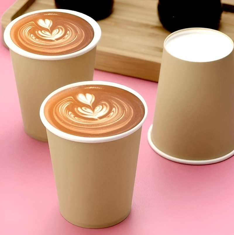 X100 VASOS PARA CAFE VASO POLIPAPEL VASO KRAFT C/TAPA 8OZ MARRON CLARO / VASO DOBLE PARED 8OZ - 9