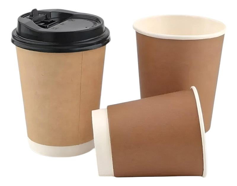 VASOS DESECHABLES VASO CAFE KRAFT DOBLE PARED C/TAPA 8OZ - 1