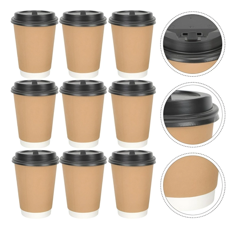 VASOS DESECHABLES VASO CAFE KRAFT DOBLE PARED C/TAPA 8OZ - 6
