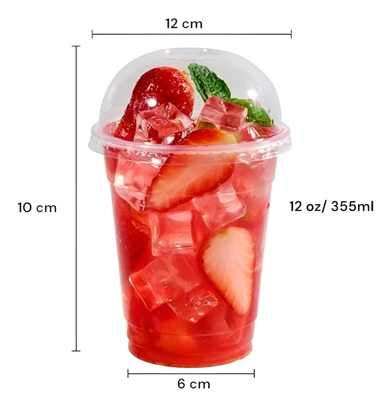 200 VASOS DESECHABLES PLASTICOS VASO TAPA DOMO CON HOYO 12OZ TRASPARENTE - 4