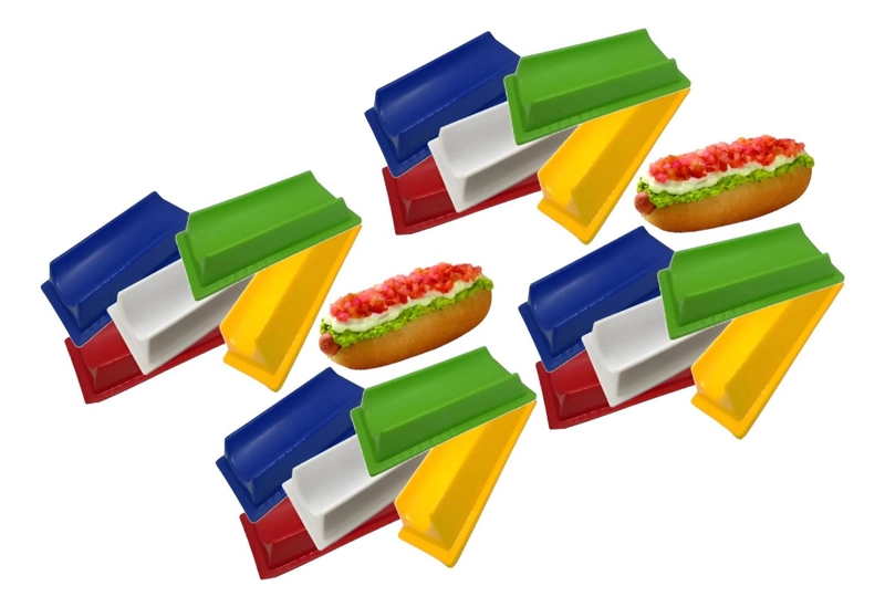 20 PORTA COMPLETOS PLASTICO COMPLETERO REUTILIZABLE HOT DOG MULTICOLOR - 1