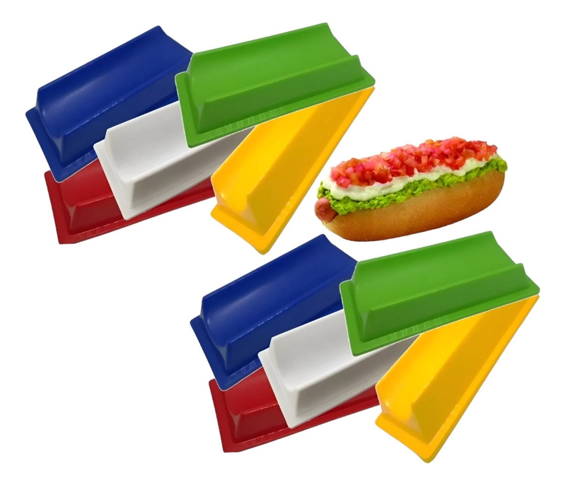 20 PORTA COMPLETOS PLASTICO COMPLETERO REUTILIZABLE HOT DOG MULTICOLOR - 5