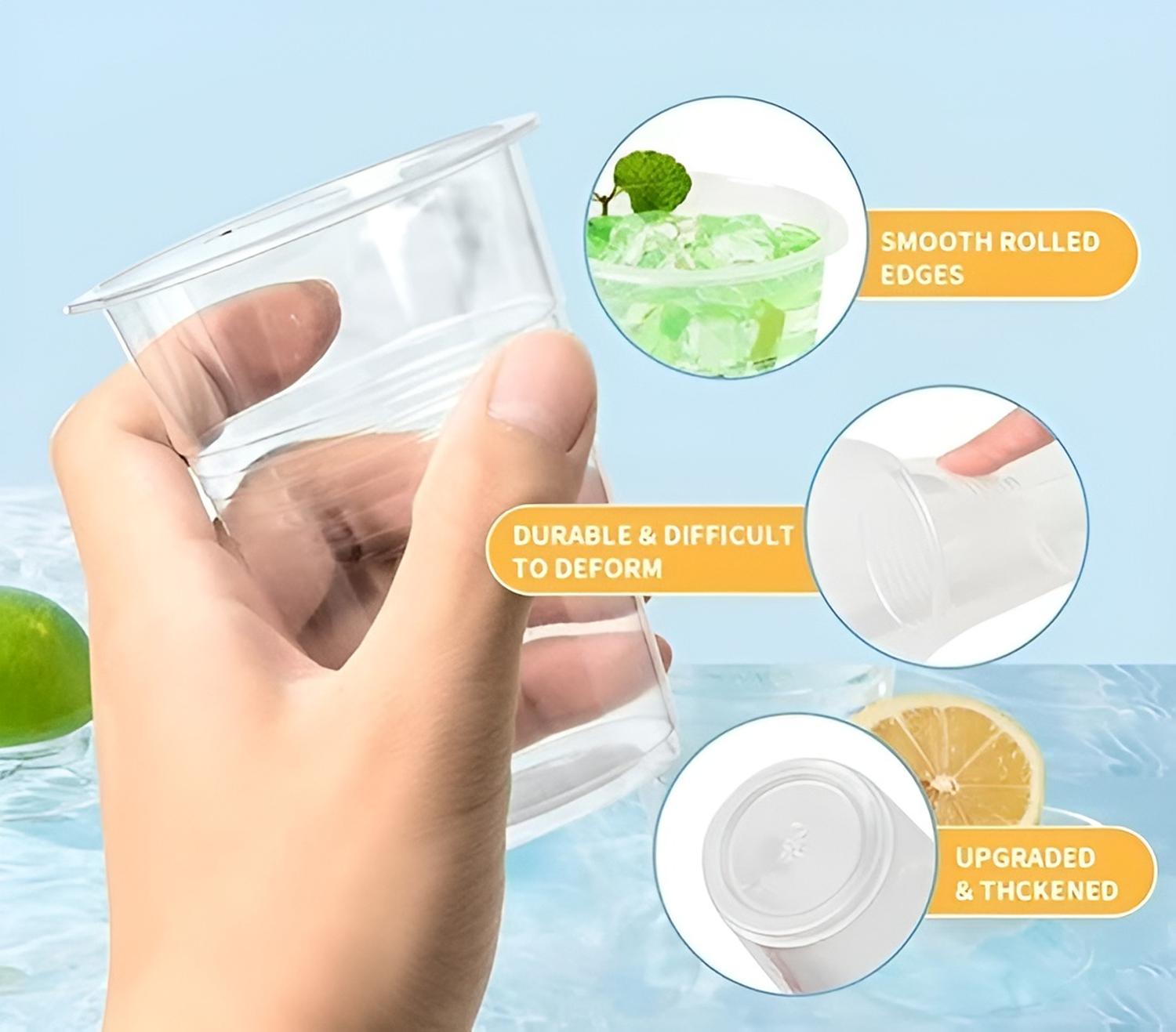 SET 300 VASOS PLASTICOS DESECHABLES VASO PLASTICO VASO 200ML TRANSPARENTE - 4