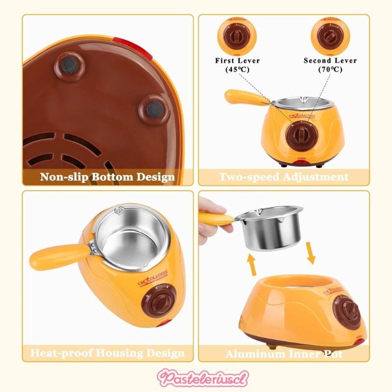 MAQUINA PARA DERRETIR CHOCOLATE FONDUE CHOCOLAT CHOCOLATERA AMARILLO - 5