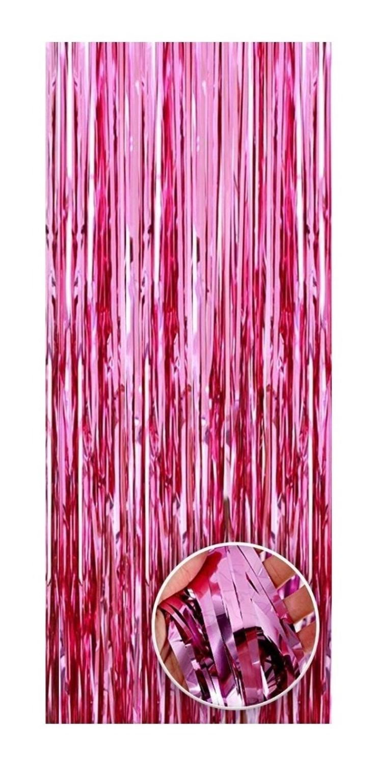 X2 GUIRNALDA CORTINA METALICAS CORTINA DE CUMPLEAÑOS ROSADO ROSA RECTANGULAR - 5