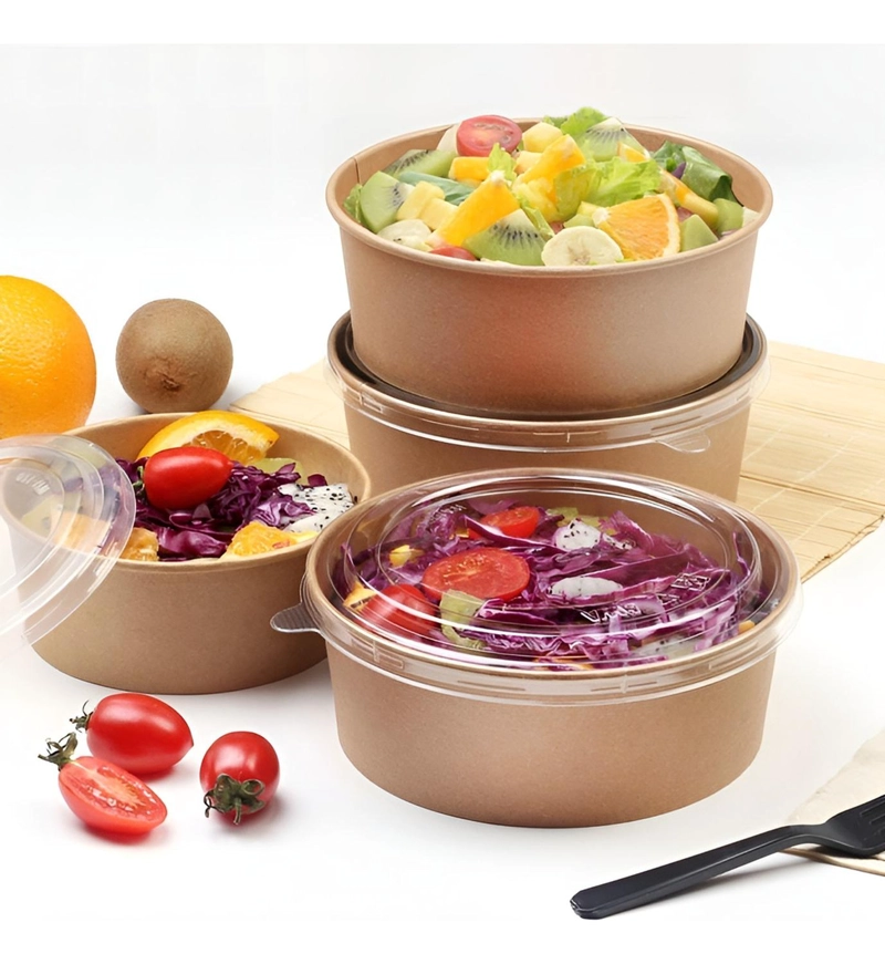 BOWL CON TAPA BOWLS PLASTICO POLIPAPEL KRAFT ENVASE 500CC - 6