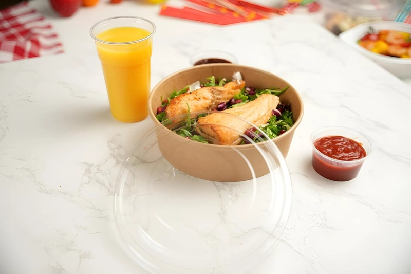 BOWL CON TAPA BOWLS PLASTICO POLIPAPEL KRAFT ENVASE 500CC - 7