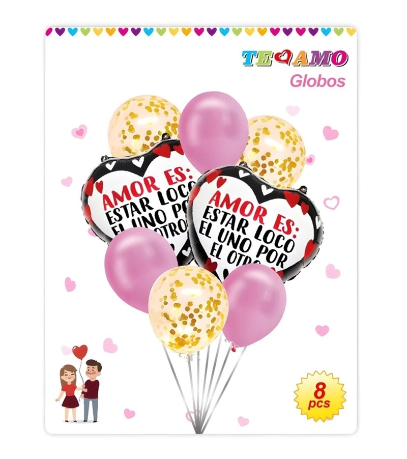 8 GLOBOS DECORACION CUMPLEAÑOS GLOBOS METALICO CORAZON 3096 - 2