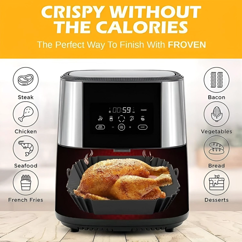 X2 FORRO DE FREIDOR FORRO DE SILICONA AIR FRYER CUADRADO - 5
