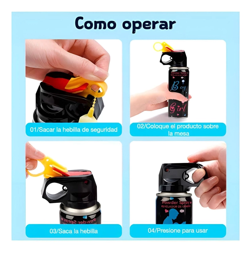 SET 2 EXTINTOR HUMO REVELACION DE GENERO CAÑON SPRAY COLOR MULTICOLOR - 5