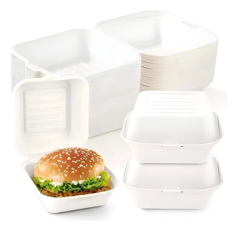 100 ENVASE DESECHABLES CONTENEDOR DE ALIMENTOS COMPOSTABLES BANDEJAS DESECHABLES COMIDA ENVASES COMI - 1
