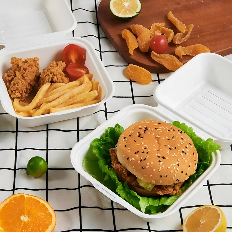 100 ENVASE DESECHABLES CONTENEDOR DE ALIMENTOS COMPOSTABLES BANDEJAS DESECHABLES COMIDA ENVASES COMI - 2