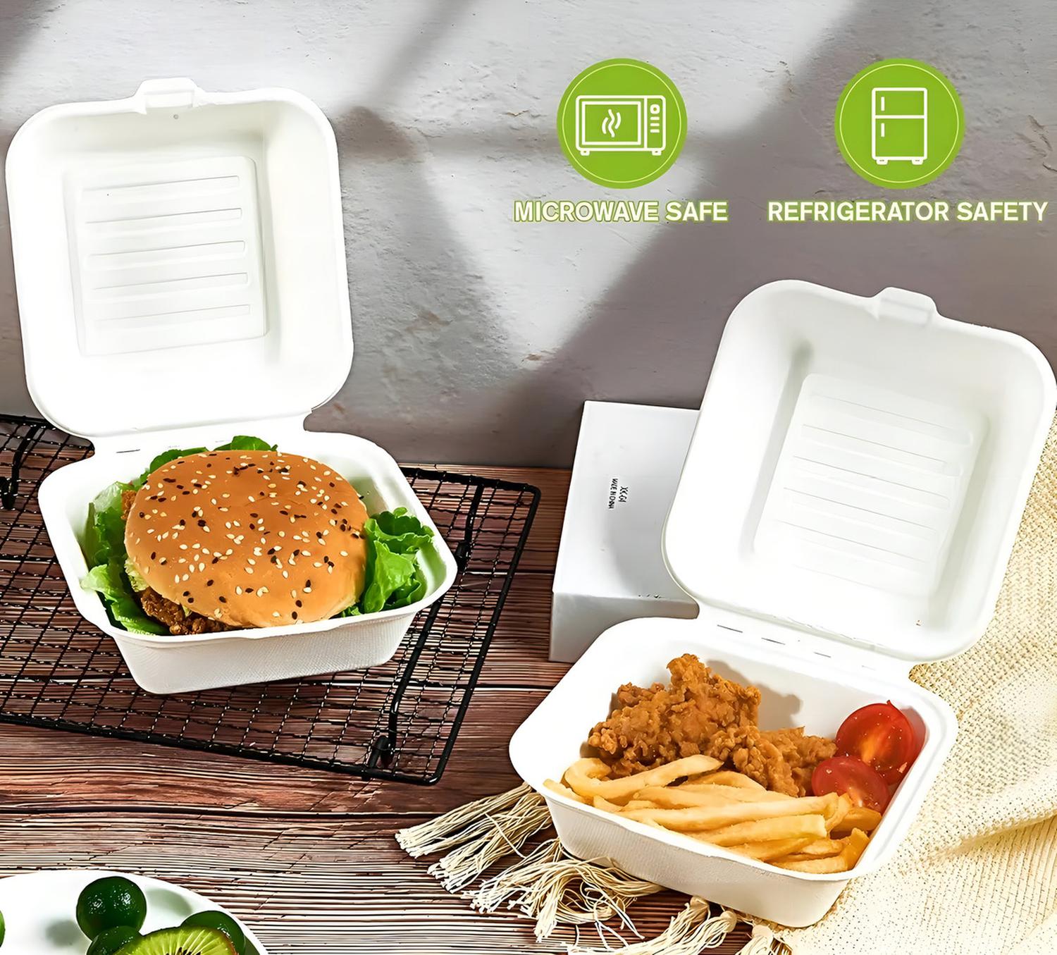 100 ENVASE DESECHABLES CONTENEDOR DE ALIMENTOS COMPOSTABLES BANDEJAS DESECHABLES COMIDA ENVASES COMI - 5