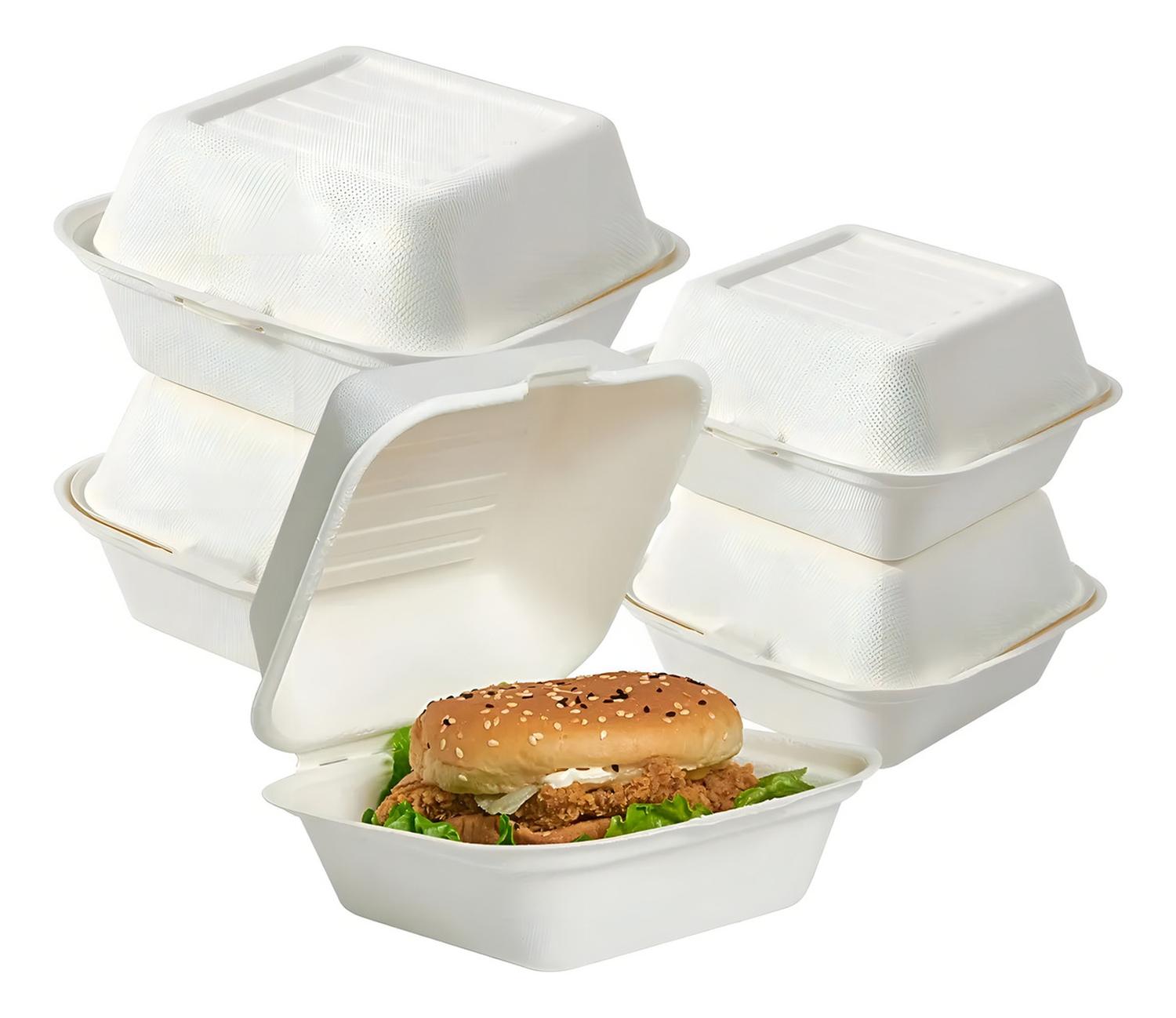 100 ENVASE DESECHABLES CONTENEDOR DE ALIMENTOS COMPOSTABLES BANDEJAS DESECHABLES COMIDA ENVASES COMI - 8