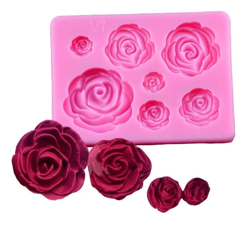 MOLDE DE SILICONA MOLDE ROSAS MOLDE FONDANT ROSAS 7 CAVID - 1