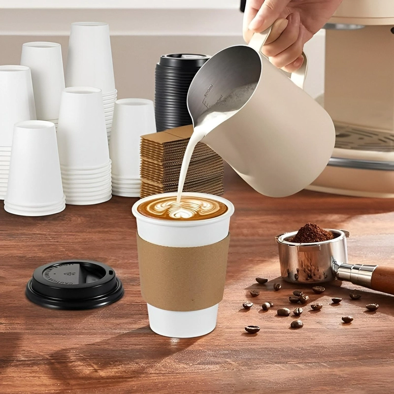 VASO CAFE KRAFT VASOS POLIPAPEL VASO C/TAPA+MANGA 8OZ 100UND BLANCO / VASO 8OZ - 4