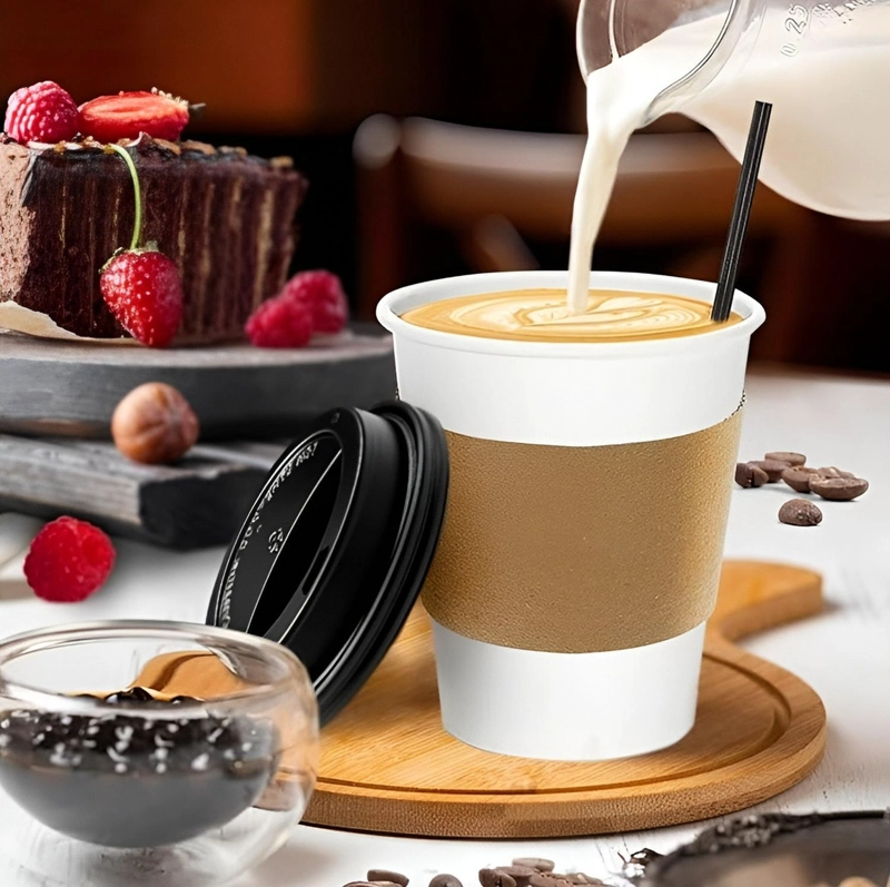 VASO CAFE KRAFT VASOS POLIPAPEL VASO C/TAPA+MANGA 8OZ 100UND BLANCO / VASO 8OZ - 5