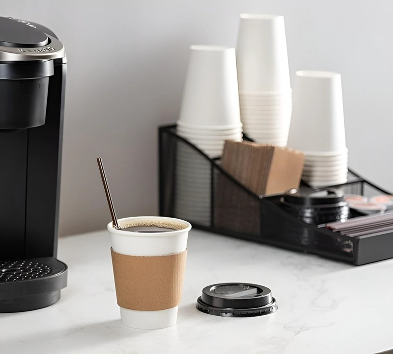 VASO CAFE KRAFT VASOS POLIPAPEL VASO C/TAPA+MANGA 8OZ 100UND BLANCO / VASO 8OZ - 6