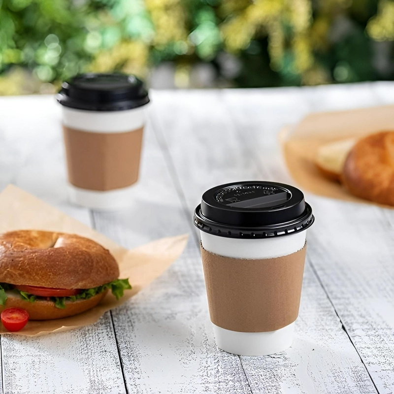 VASO CAFE KRAFT VASOS POLIPAPEL VASO C/TAPA+MANGA 8OZ 100UND BLANCO / VASO 8OZ - 9