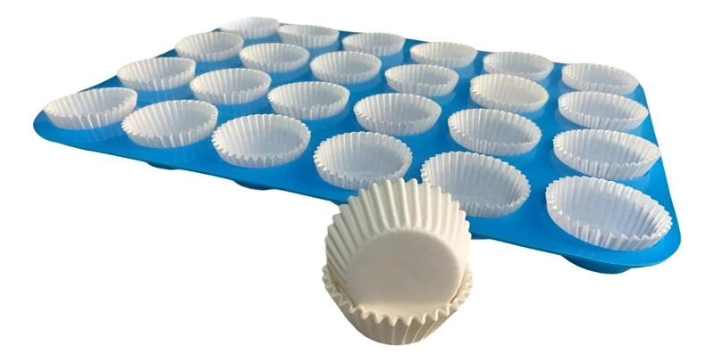 100 CAPSULAS PARA HORNEAR 6CM + MOLDE MUFFIN MINI 24 CUPCAKE MULTICOLOR - 2