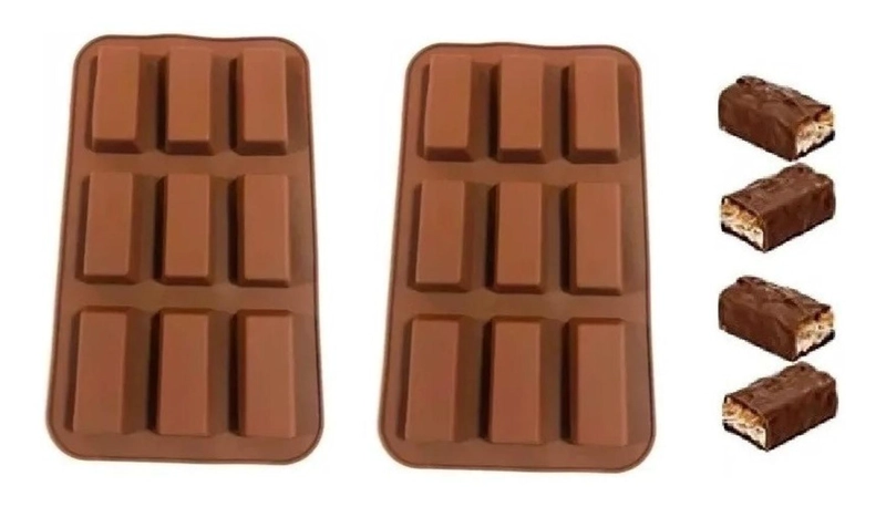 2 MOLDES SILICONA CHOCOLATE MOLDE DE SILICONA BARRA CEREAL MARRON - 1