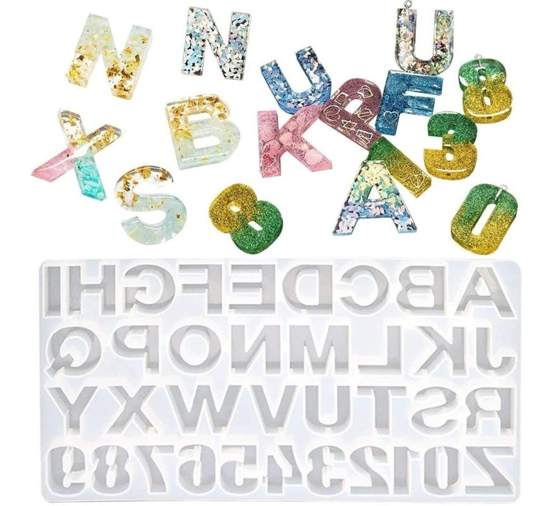 X2 MOLDE DE SILICONA LETRAS MOLDES SILICONA RESINA 36CAVID BLANCO - 8