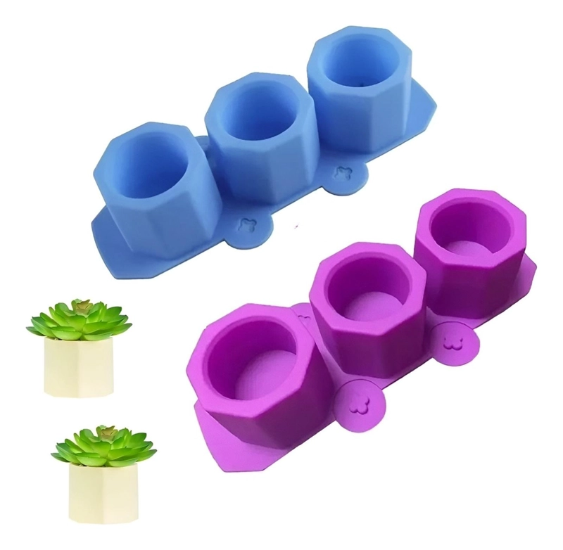 X2 MOLDES DE SILICONA MACETA MOLDE PARA YESO MOLDE PARA VELA AZUL - 1