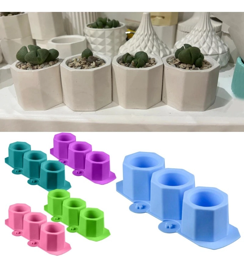 X2 MOLDES DE SILICONA MACETA MOLDE PARA YESO MOLDE PARA VELA AZUL - 6