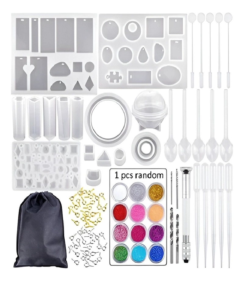 KIT RESINA MOLDES DE RESINA EPOXICA ARTESANIAS AROS 85PCS - 1
