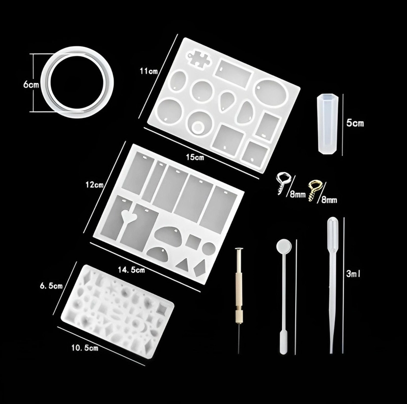 KIT RESINA MOLDES DE RESINA EPOXICA ARTESANIAS AROS 85PCS - 5