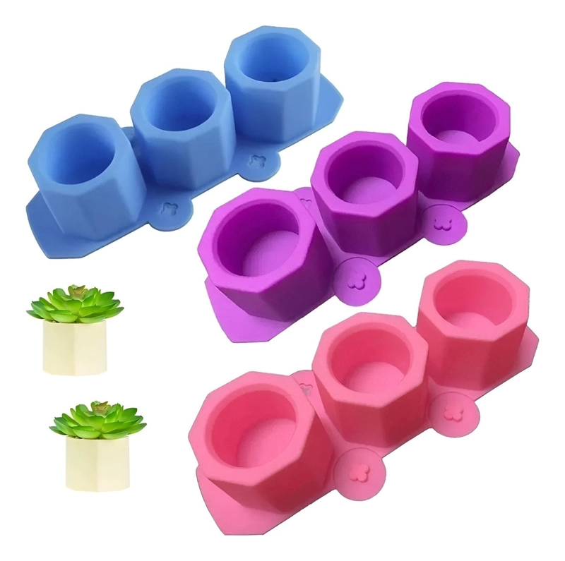 X3 MOLDES DE SILICONA MACETA MOLDE PARA YESO MOLDE PARA VELA AL AZAR - 5