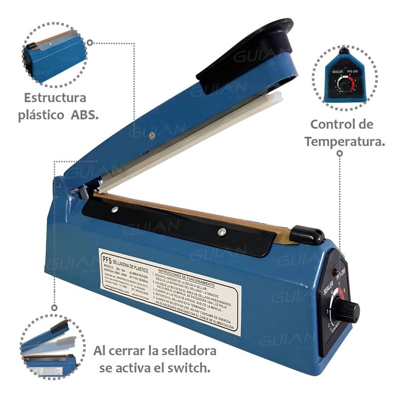SELLADOR DE BOLSA SELLADORA MAQUINA SELLADORA SELLADORA 20CM - 5