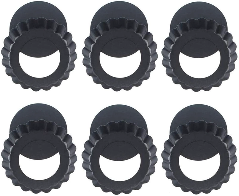 PACK X6 MOLDES TARTALETA DESMONTABLE TARTA INDIVIDUAL 12CM GRIS CLARO - 1