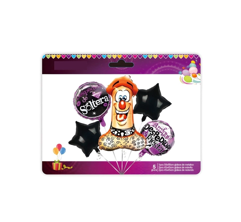 X5 GLOBOS METALIZADOS GLOBO METALICO DESPEDIDA SOLTERA PICHULA - 3