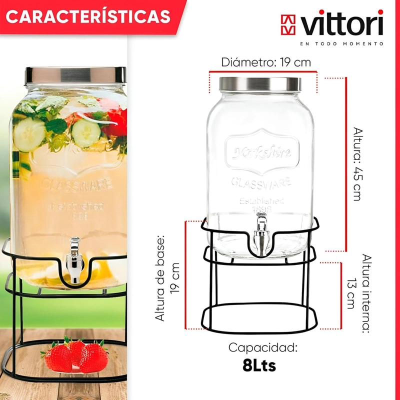 DISPENSADOR DE JUGOS DISPENSADOR BEBIDAS CON ATRIL JARRA 8L - 3