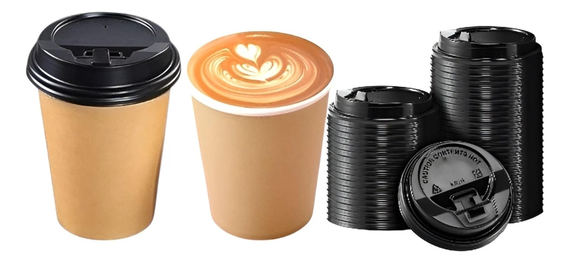 VASOS PARA CAFE VASO KRAFT VASO POLIPAPEL LISO C/TAPA 8OZ - 1