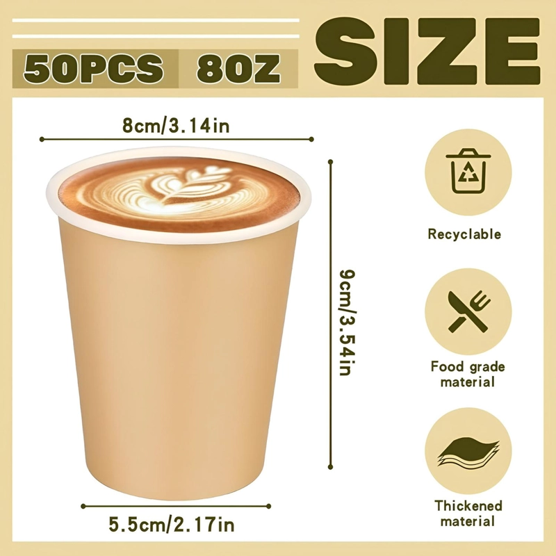 VASOS PARA CAFE VASO KRAFT VASO POLIPAPEL LISO C/TAPA 8OZ - 2