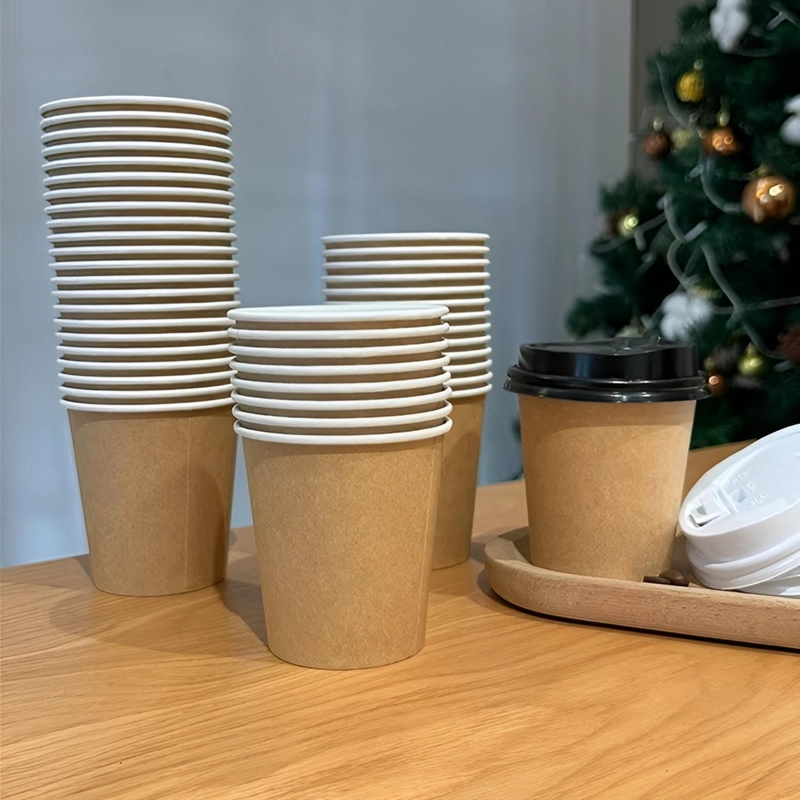 VASOS PARA CAFE VASO KRAFT VASO POLIPAPEL LISO C/TAPA 8OZ - 6