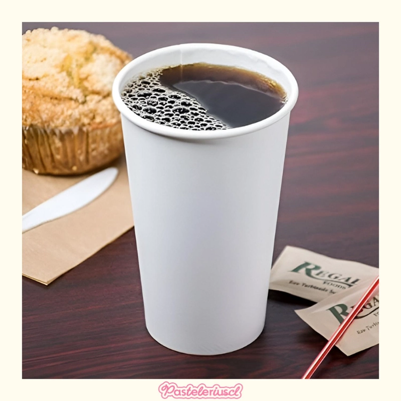 200 VASOS DE CAFE VASOS VASO CON TAPA Y MANGA 16OZ 200UNID VASO POLIPAPEL 16OZ - 5