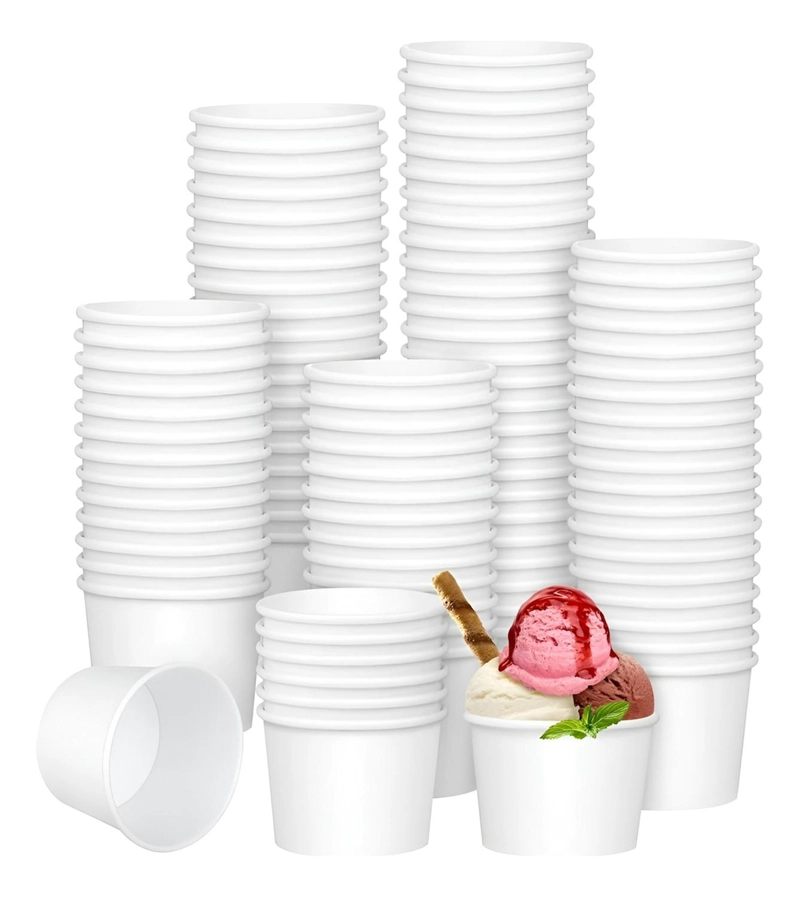 200 VASOS POLIPAPEL HELADO VASOS DESECHABLES POTE HELADO 4OZ BLANCO / POTE HELADOS 4OZ - 1