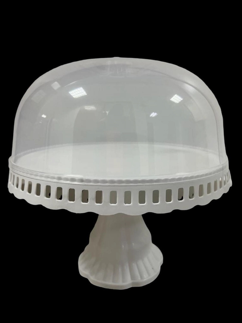 PORTA TORTA CON TAPA BASES PARA TORTAS SOPORTE TORTAS 32 CM BLANCO CON TAPA 32CM - 2