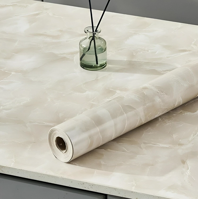 2 PAPEL PARA PARED PAPEL MURAL PVC AUTOADHESIVO MARMOL 10MTS BEIGE - 6