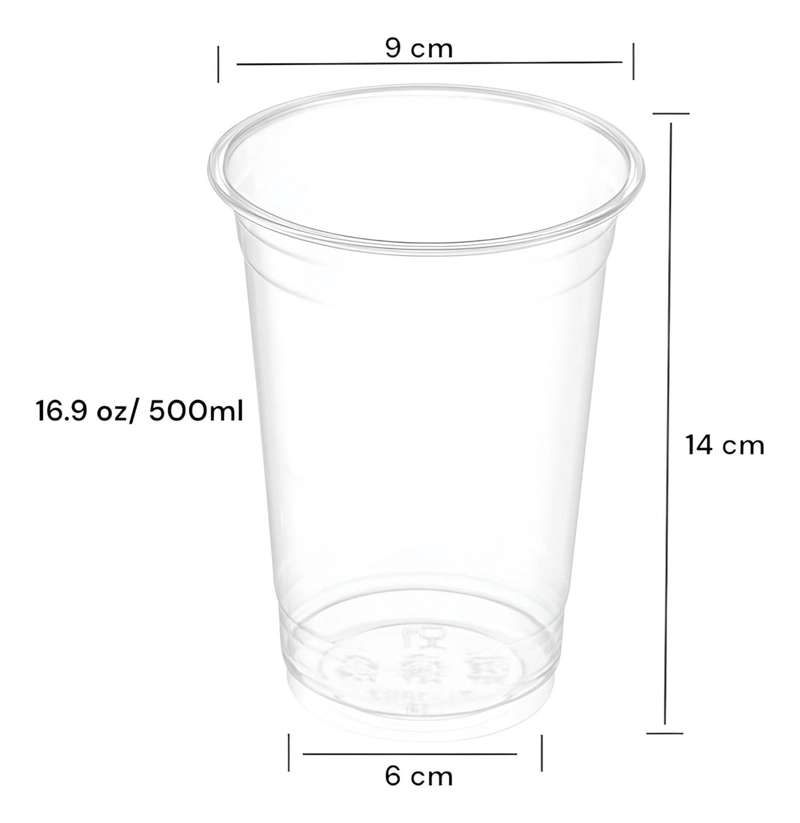 200 VASO PLASTICO DESECHABLE VASOS TRANSPARENTES 500ML TRANSPARENTE - 3